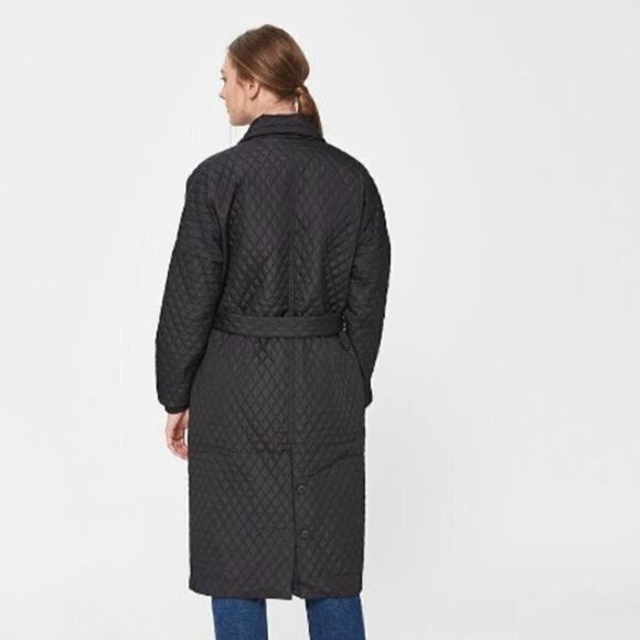 Just Female Black Quilt Maxi Coat Size XS NWT $175 - Picture 4 of 11